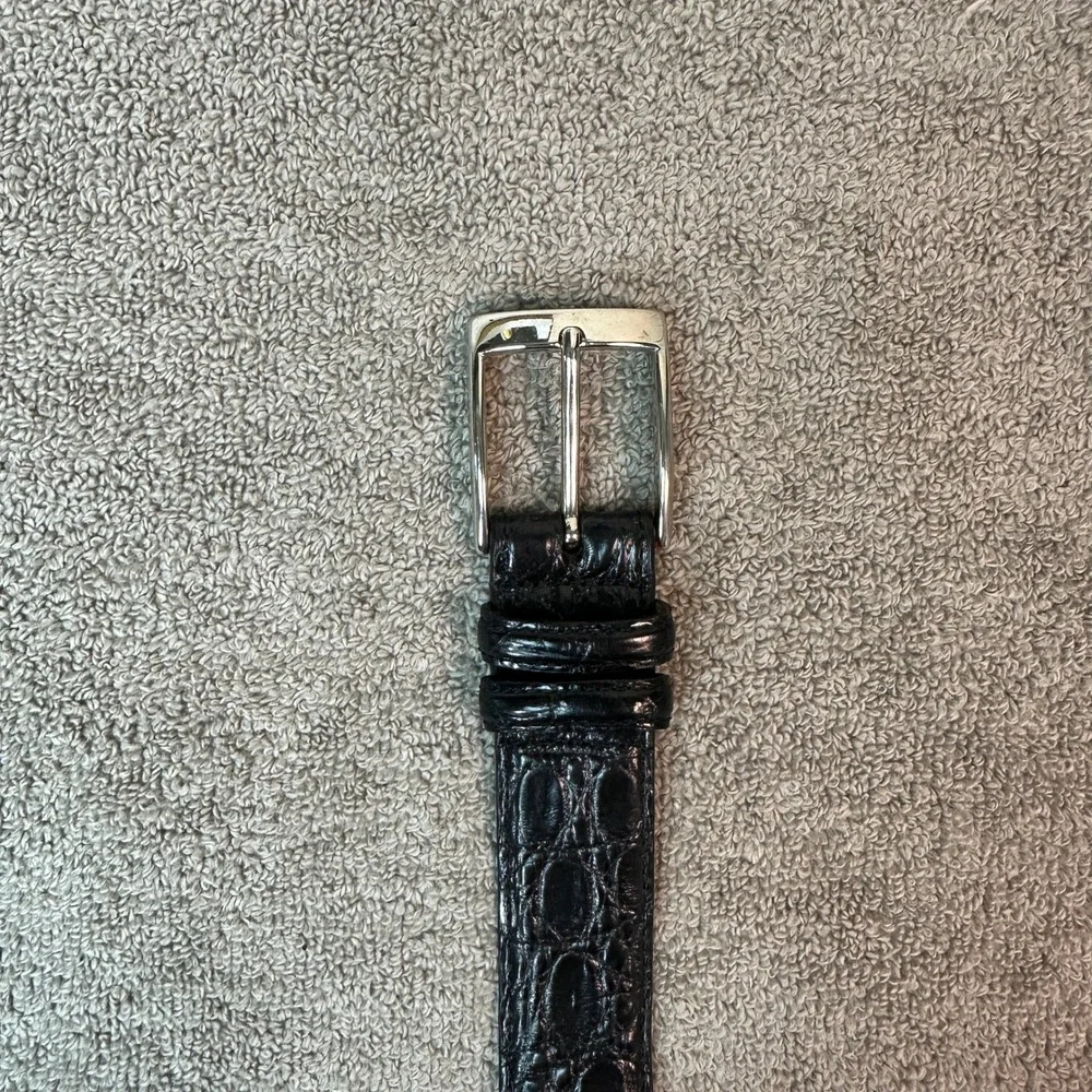 Carmina Shoemaker Black Crocodile Embossed Leather Belt Sz 40 100 Made in Spain
